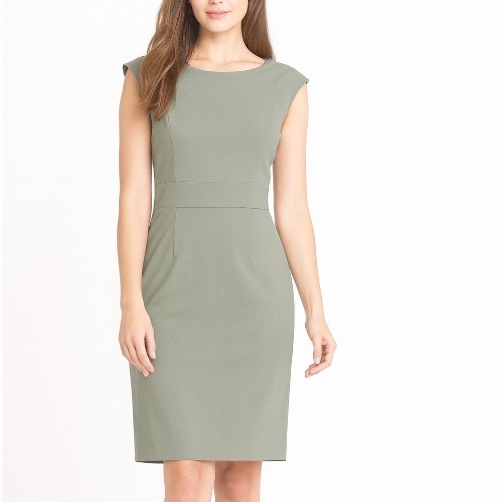 The Limited Collection Sage Green Cap Sleeve Sheath Dress 10T Chic Preppy 70-51